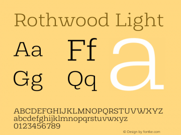 Rothwood Light Version 1.000 Font Sample