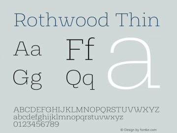 Rothwood Thin Version 1.000 Font Sample