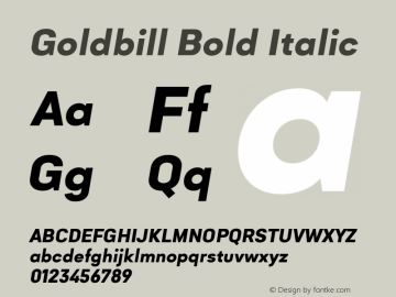Goldbill Bold Italic Version 1.000图片样张