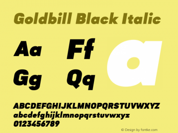 Goldbill Black Italic Version 1.000图片样张