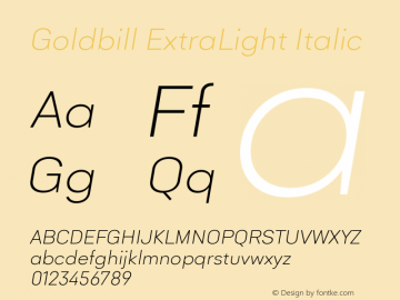 Goldbill ExtraLight Italic Version 1.000图片样张