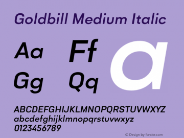 Goldbill Medium Italic Version 1.000图片样张