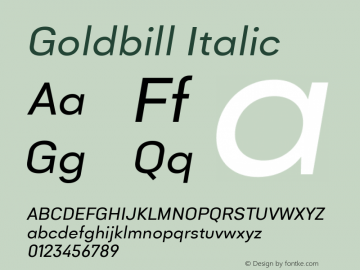 Goldbill Italic Version 1.000图片样张