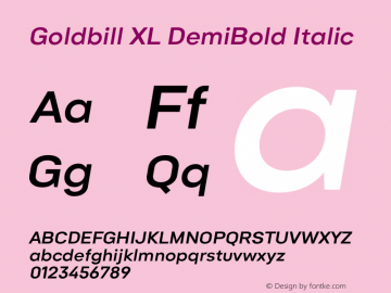 Goldbill XL DemiBold Italic Version 1.000图片样张