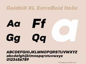 Goldbill XL ExtraBold Italic Version 1.000图片样张
