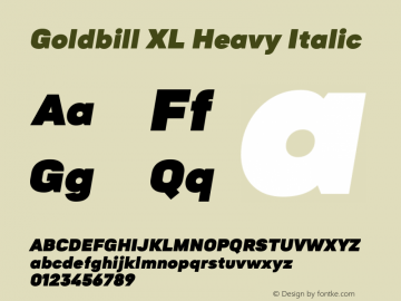 Goldbill XL Heavy Italic Version 1.000图片样张