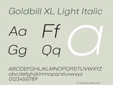 Goldbill XL Light Italic Version 1.000图片样张