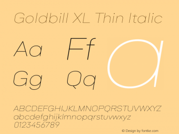 Goldbill XL Thin Italic Version 1.000图片样张