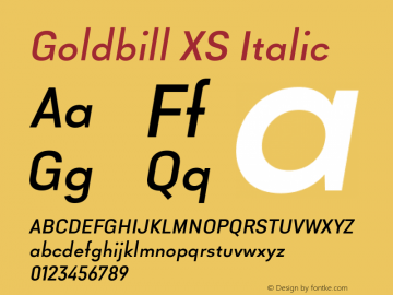Goldbill XS Italic Version 1.000图片样张