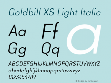 Goldbill XS Light Italic Version 1.000图片样张