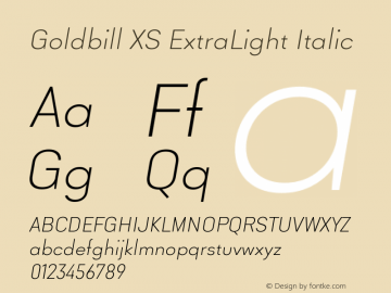 Goldbill XS ExtraLight Italic Version 1.000图片样张
