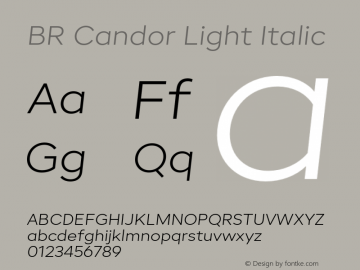 BR Candor Light Italic Version 1.000;hotconv 1.0.109;makeotfexe 2.5.65596图片样张