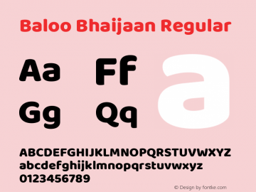 Baloo Bhaijaan Regular Version 1.443;PS 1.000;hotconv 16.6.51;makeotf.lib2.5.65220; ttfautohint (v1.6) Font Sample