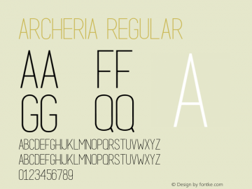 Archeria Version 1.00;February 20, 2020;FontCreator 12.0.0.2525 32-bit图片样张