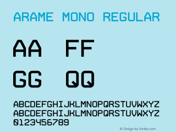 Arame Mono Version 1.002; Fonts for Free; vk.com/fontsforfree Font Sample