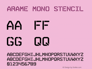 Arame Mono Stencil Version 1.002; Fonts for Free; vk.com/fontsforfree Font Sample