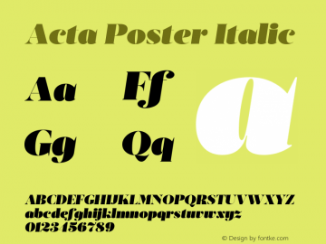 ActaPoster-Italic Version 1.000 Font Sample