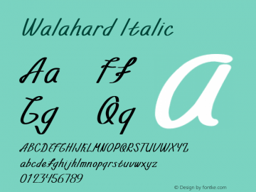 Walahard Italic Version 1.00;February 21, 2020;FontCreator 12.0.0.2555 64-bit图片样张
