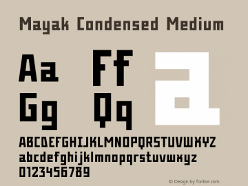 Mayak-CondensedMedium Version 1.001 Font Sample