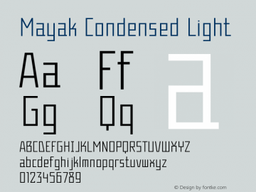 Mayak-CondensedLight Version 1.000 Font Sample