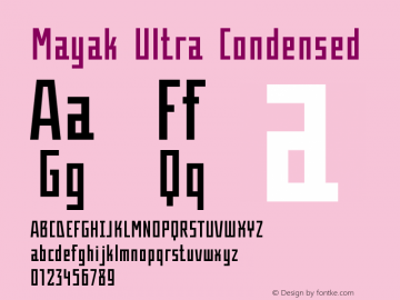 Mayak-UltraCondensed Version 1.000 Font Sample