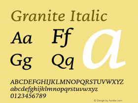 Granite-Italic Version 1.000 Font Sample