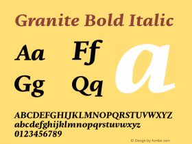Granite-BoldItalic Version 1.000 Font Sample