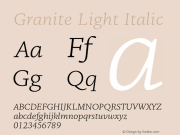 Granite-LightItalic Version 1.000 Font Sample