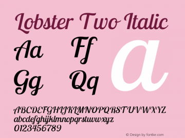 Lobster Two Italic Version 1.006 Font Sample