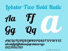 Lobster Two Bold Italic Version 1.006图片样张