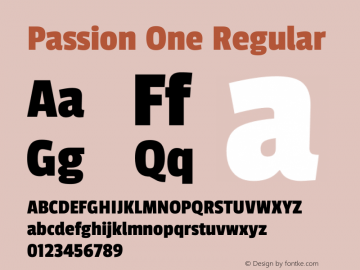 Passion One Regular Version 1.002 Font Sample