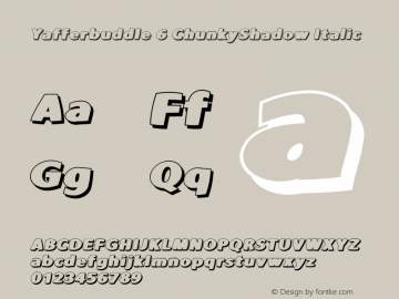 Yafferbuddle_ChunkyShadow-Ital Version 1.000 2019 initial release Font Sample