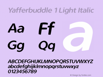 Yafferbuddle_Light-Italic Version 1.000 2019 initial release图片样张