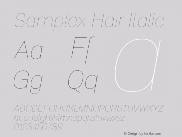 Samplex Hair Italic Version 1.000;hotconv 1.0.109;makeotfexe 2.5.65596图片样张