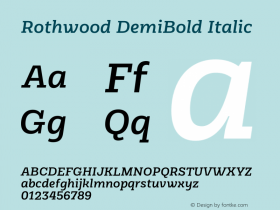 Rothwood DemiBold Italic Version 1.000;hotconv 1.0.109;makeotfexe 2.5.65596图片样张
