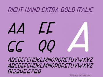 Right Hand Extra Bold Italic Version 1.002;Fontself Maker 3.4.0 Font Sample