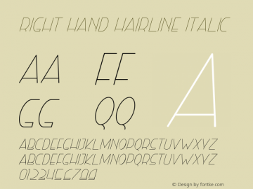 Right Hand Hairline Italic Version 1.004;Fontself Maker 3.4.0图片样张