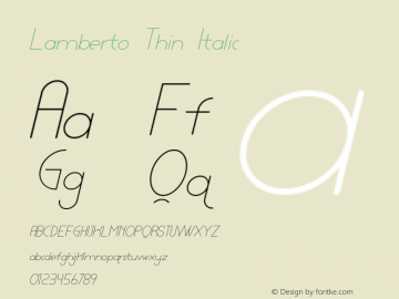 Lamberto Thin Italic Version 1.003;Fontself Maker 3.4.0 Font Sample