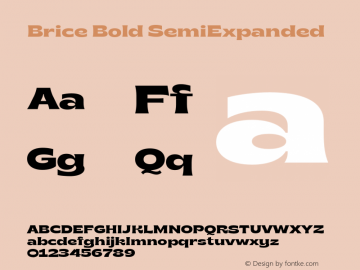 Brice Bold SemiExpanded Version 1.000;hotconv 1.0.109;makeotfexe 2.5.65596 Font Sample
