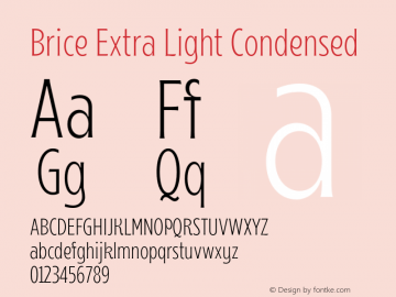 Brice Extra Light Condensed Version 1.000;hotconv 1.0.109;makeotfexe 2.5.65596图片样张