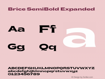 Brice SemiBold Expanded Version 1.000;hotconv 1.0.109;makeotfexe 2.5.65596 Font Sample