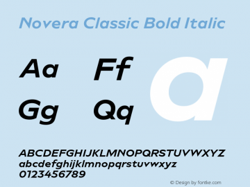 Novera Classic Bold Italic Version 1.000;PS 001.000;hotconv 1.0.88;makeotf.lib2.5.64775 Font Sample