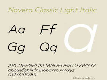 Novera Classic Light Italic Version 1.000;PS 001.000;hotconv 1.0.88;makeotf.lib2.5.64775图片样张