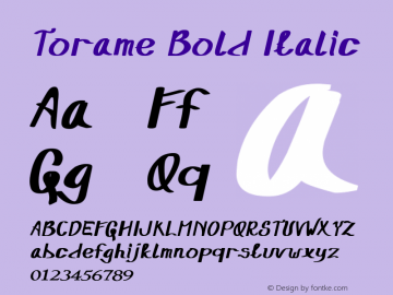 Torame Bold Italic Version 1.00;February 14, 2020;FontCreator 12.0.0.2555 64-bit图片样张