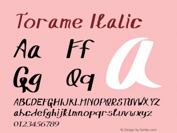 Torame Italic Version 1.00;February 13, 2020;FontCreator 12.0.0.2555 64-bit Font Sample