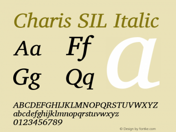 Charis SIL Italic Version 4.112 Font Sample