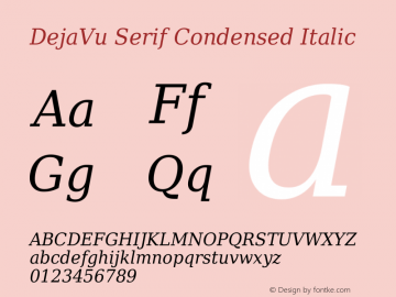 DejaVu Serif Condensed Italic Version 2.33 Font Sample
