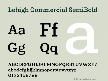 Lehigh Commercial SemiBold Version 1.000;LehighCommercial Font Sample