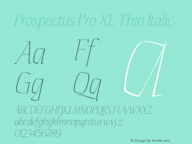 Prospectus Pro XL Thin Italic Version 1.300;ProspectusPro Font Sample