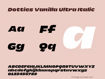 Dotties Vanilla Ultra Italic Version 1.000;Dotties Chocolate Font Sample